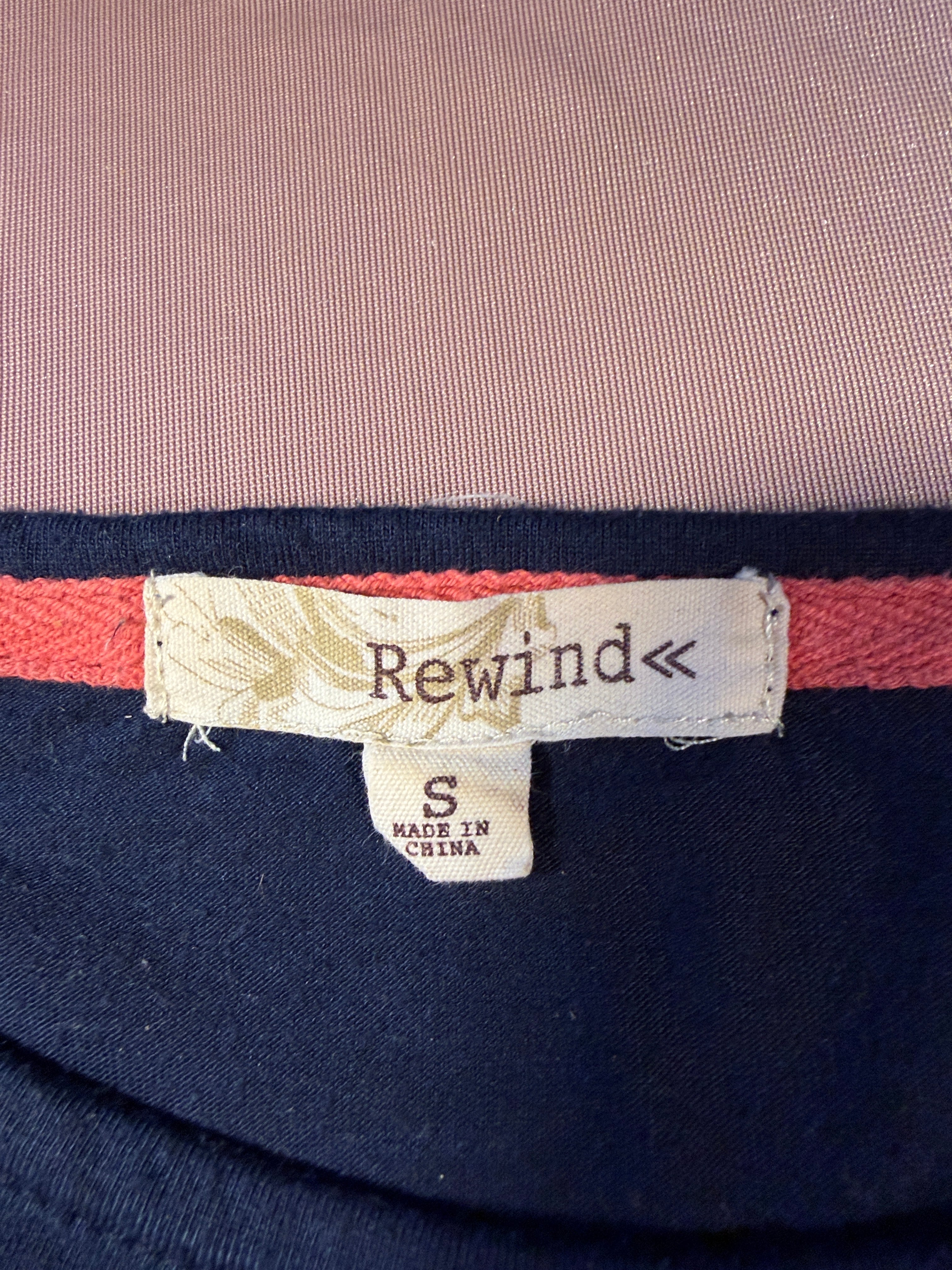 Rewind Navy Ikat Mixed Media Top