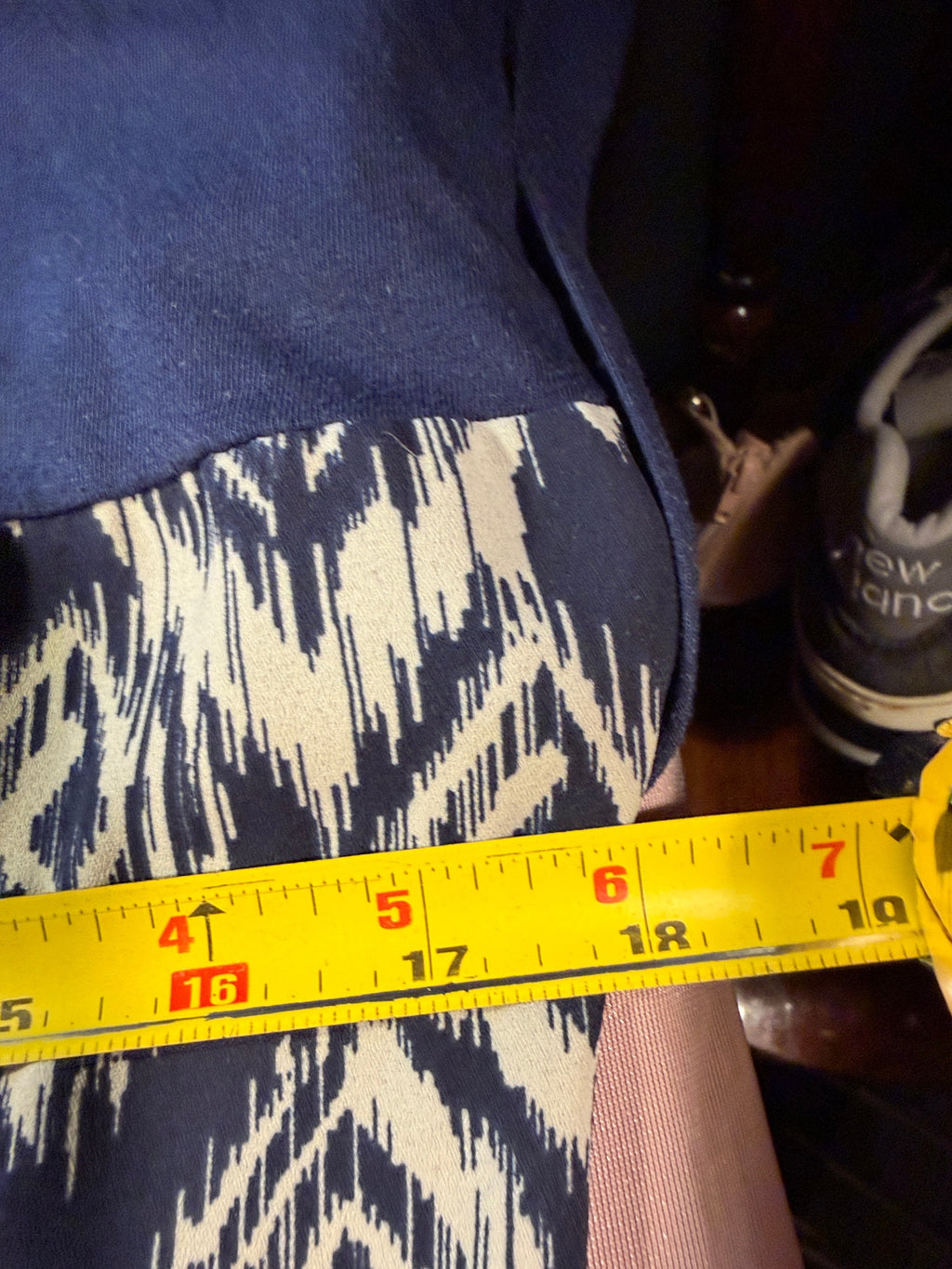 Rewind Navy Ikat Mixed Media Top