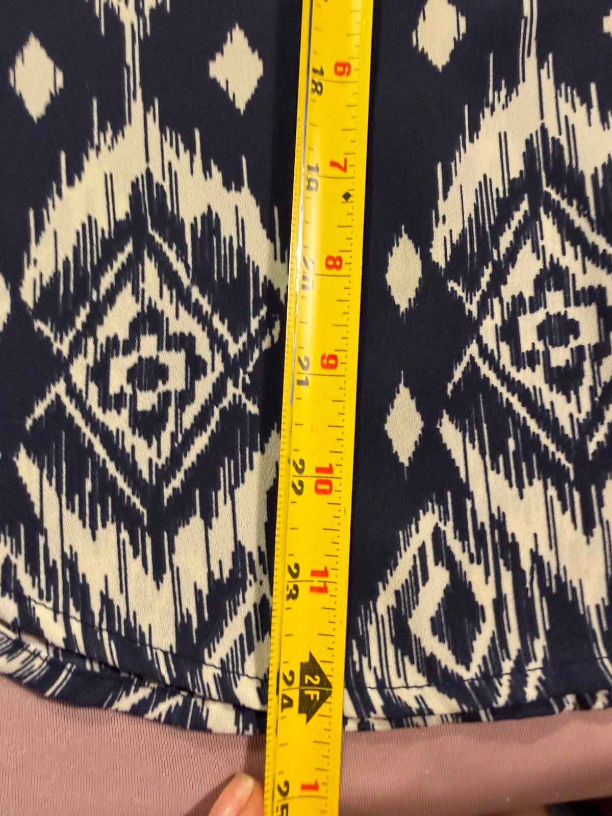 Rewind Navy Ikat Mixed Media Top