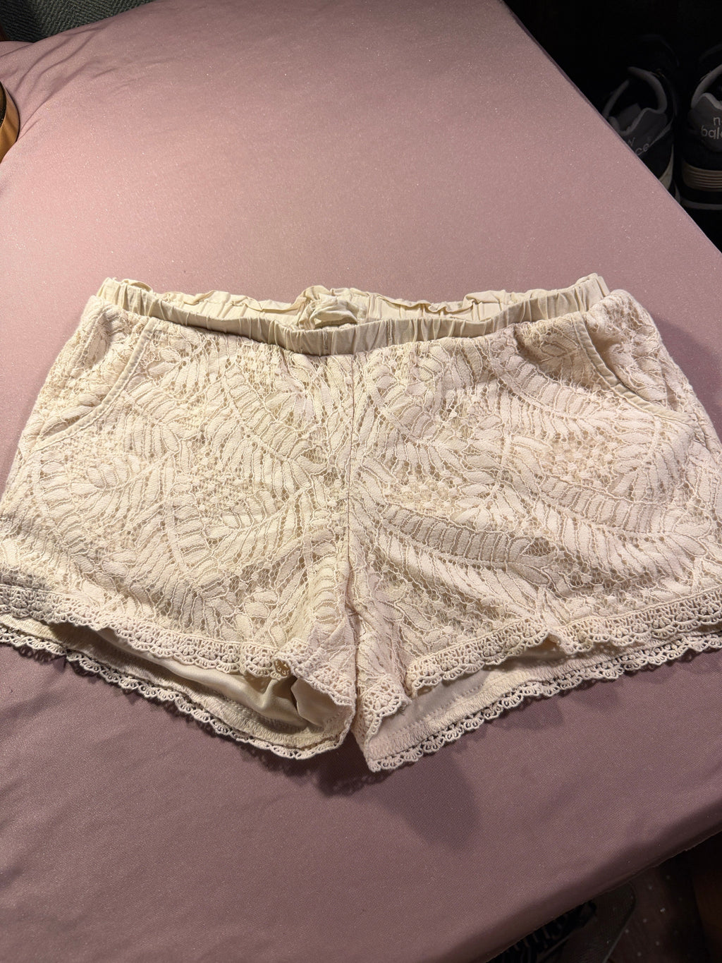 Jolt Cream Lace Overlay Shorts