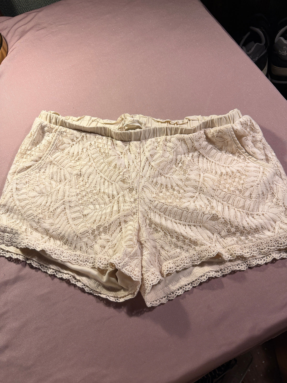 Jolt Cream Lace Overlay Shorts