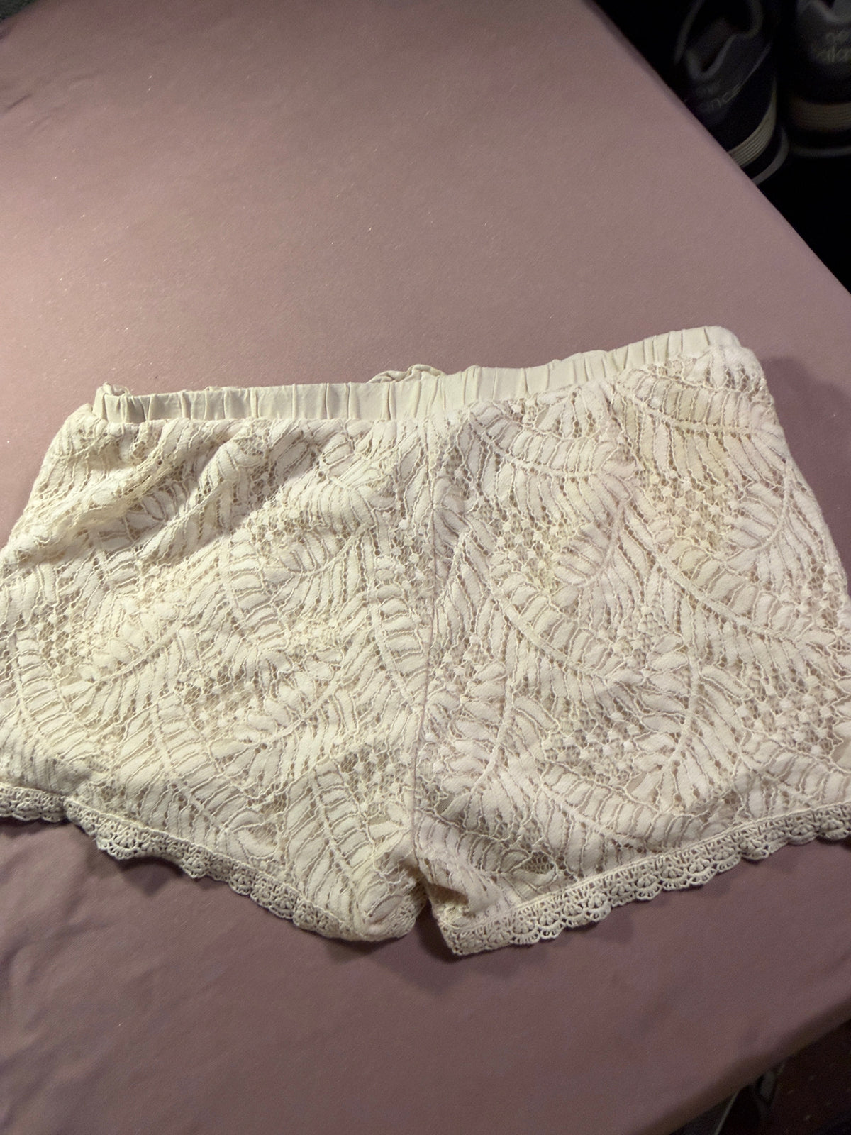 Jolt Cream Lace Overlay Shorts