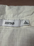 JustFab Sleeveless Tie-Front Button-Down Blouse – White, Size L