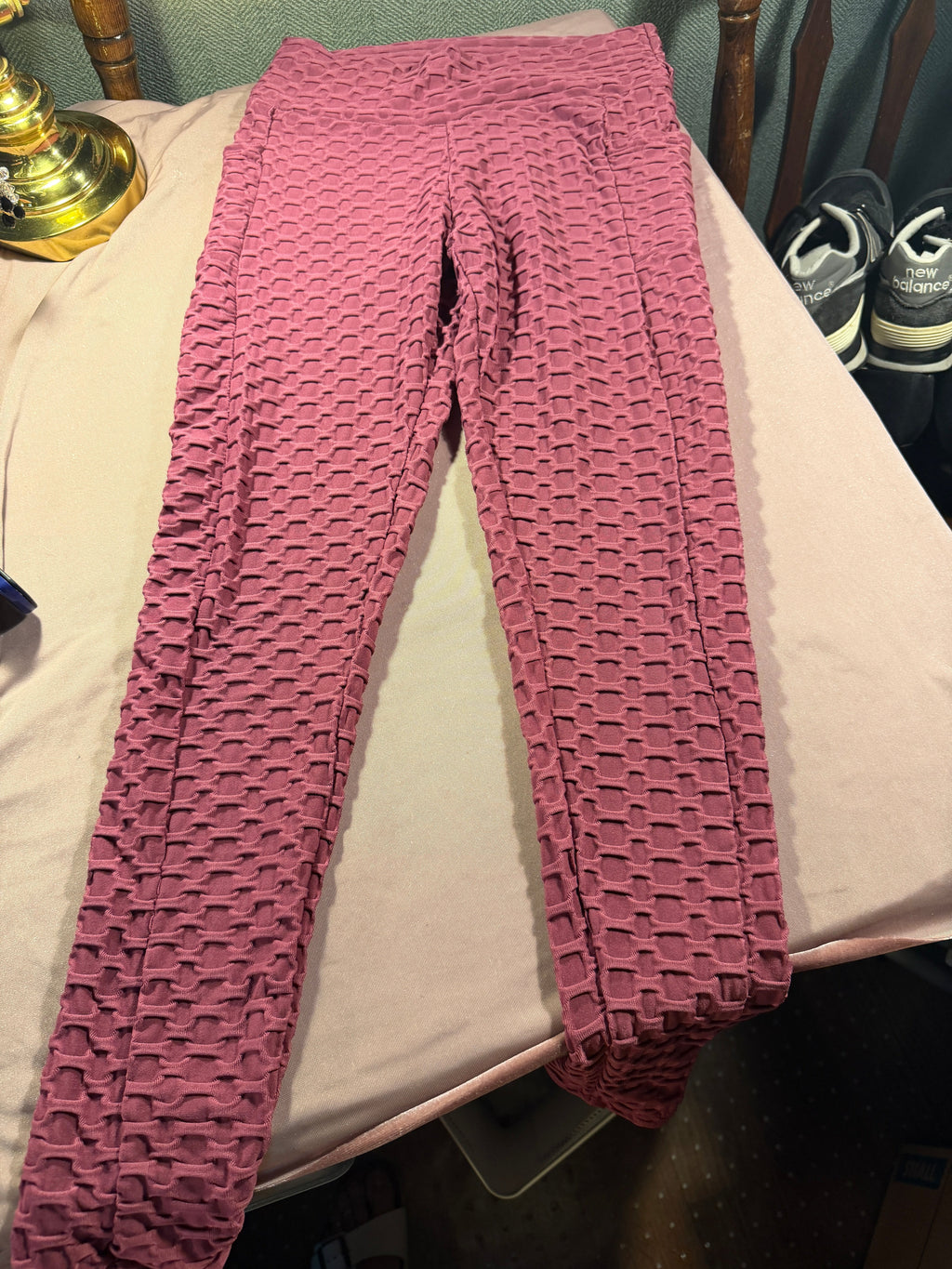 Pink Textured Scrunch Leggings