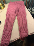 Pink Textured Scrunch Leggings