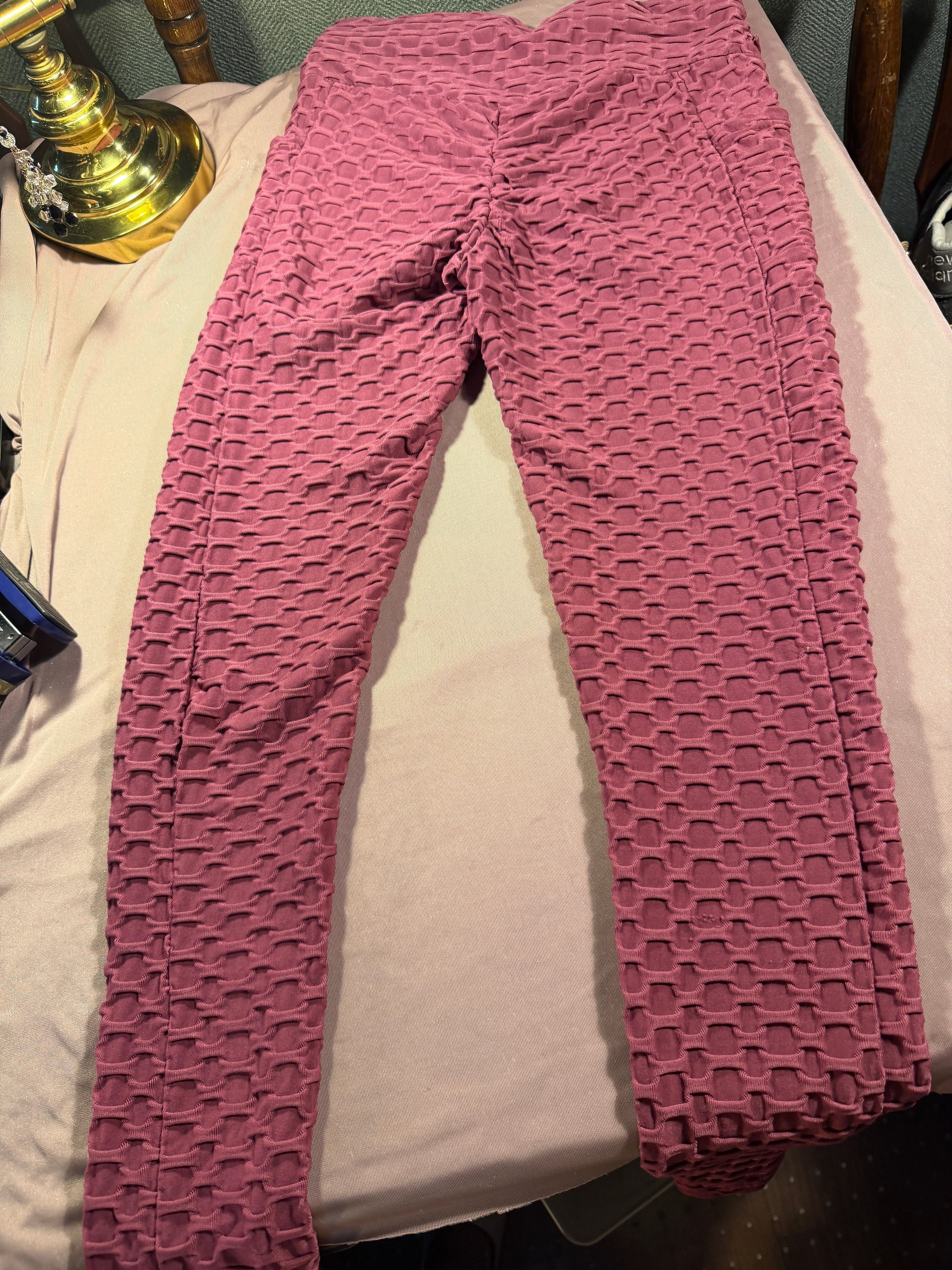 Pink Textured Scrunch Leggings