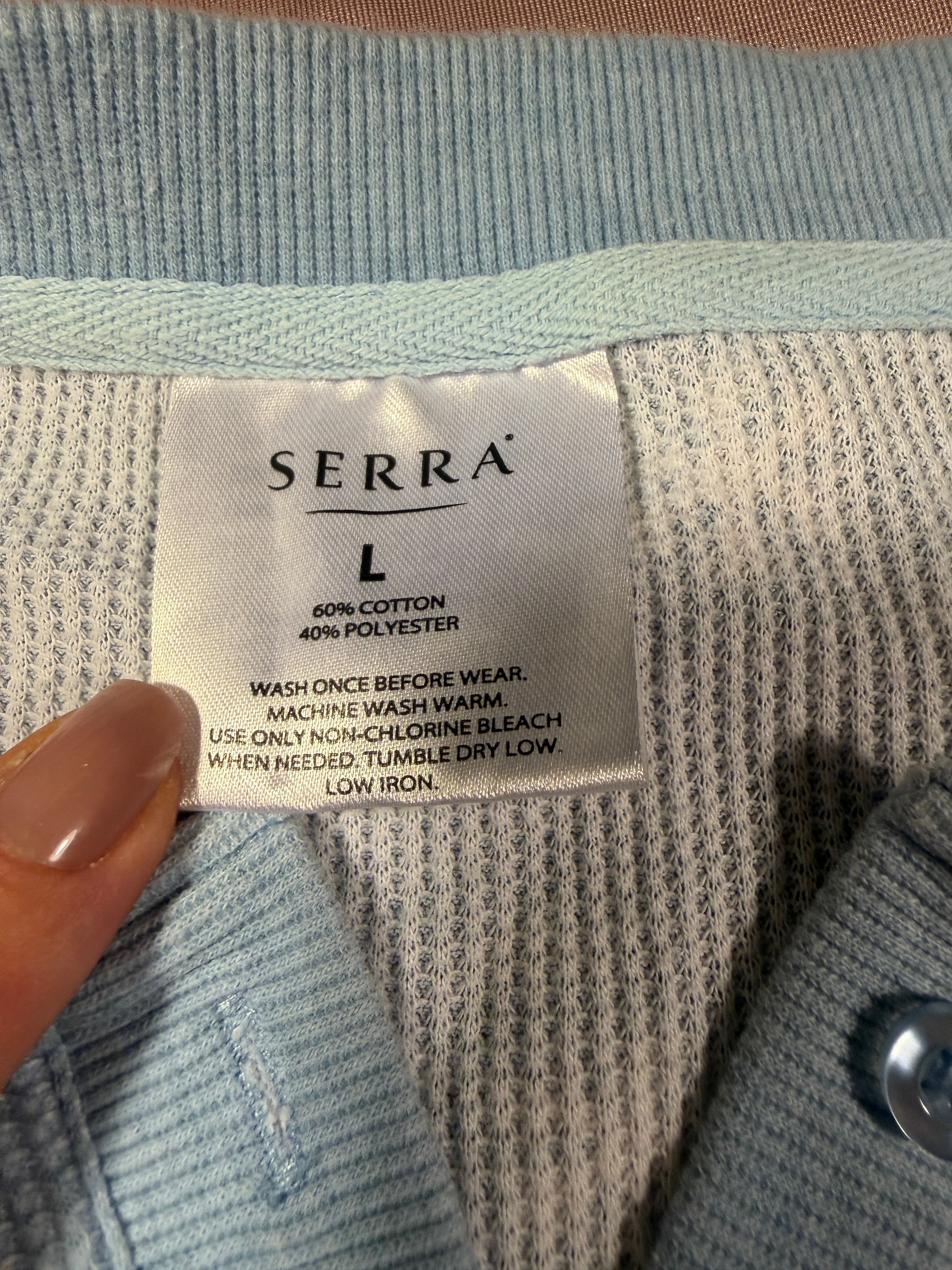 Serra Snowflake Waffle Knit Henley Top – Size L