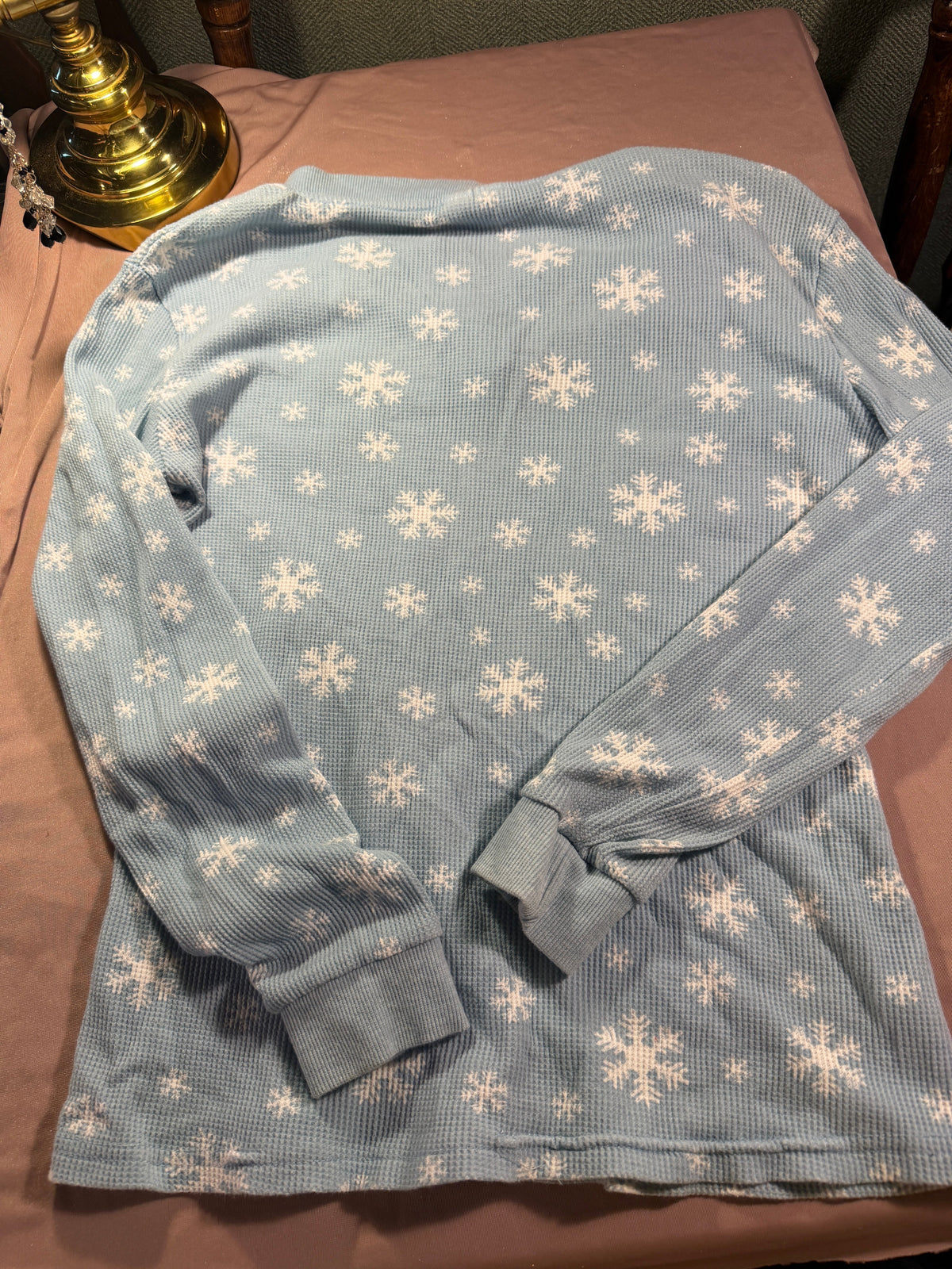 Serra Snowflake Waffle Knit Henley Top – Size L