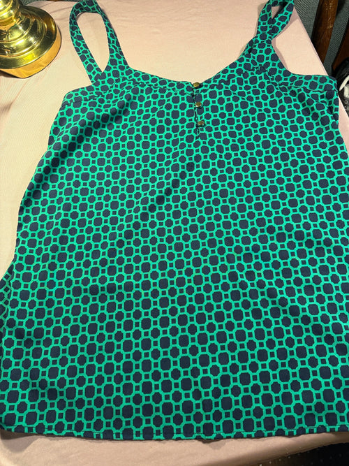 Banana Republic Green & Navy Geo Print Tank Top