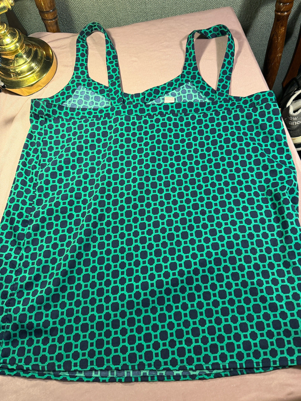 Banana Republic Green & Navy Geo Print Tank Top