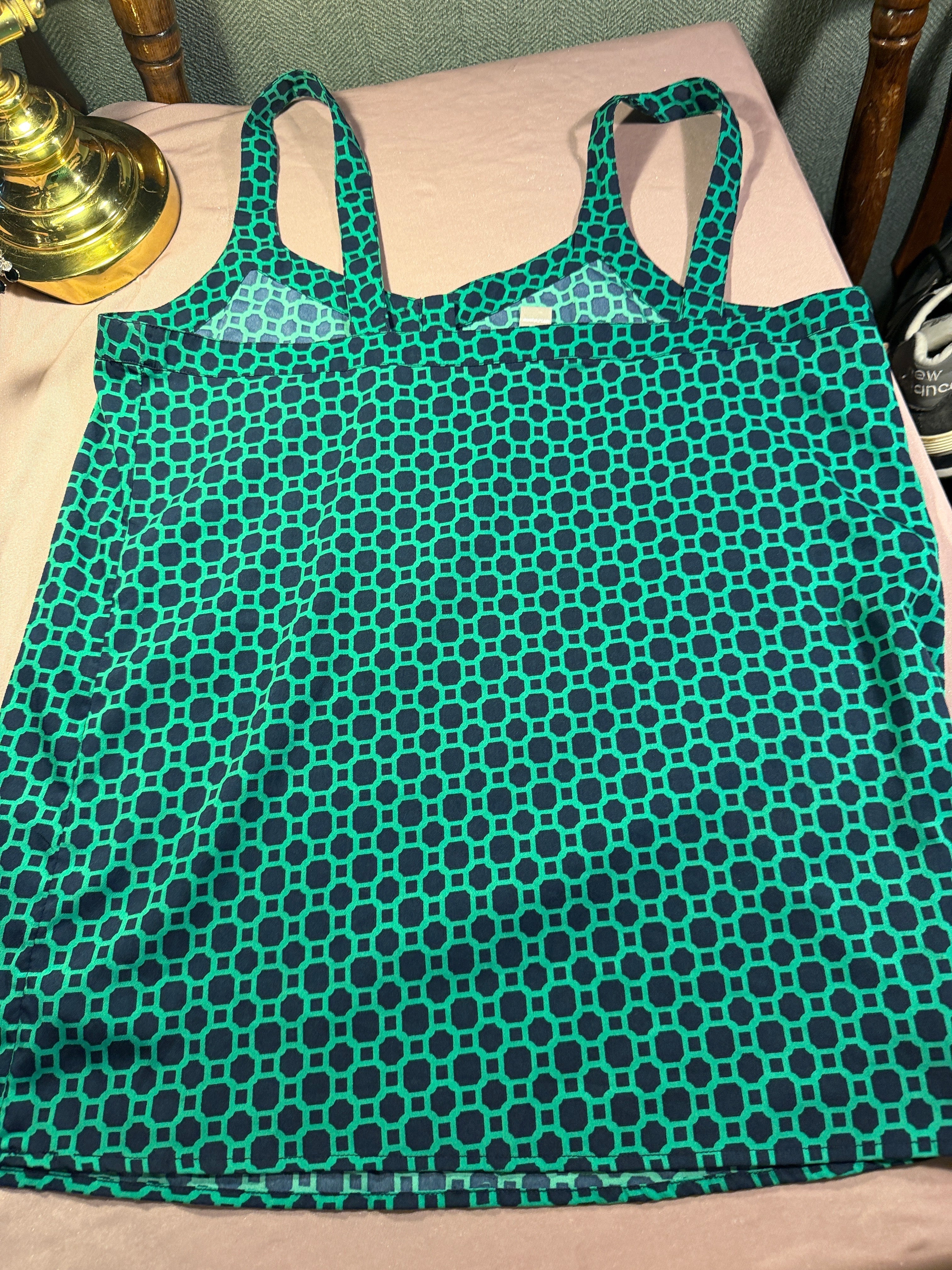 Banana Republic Green & Navy Geo Print Tank Top