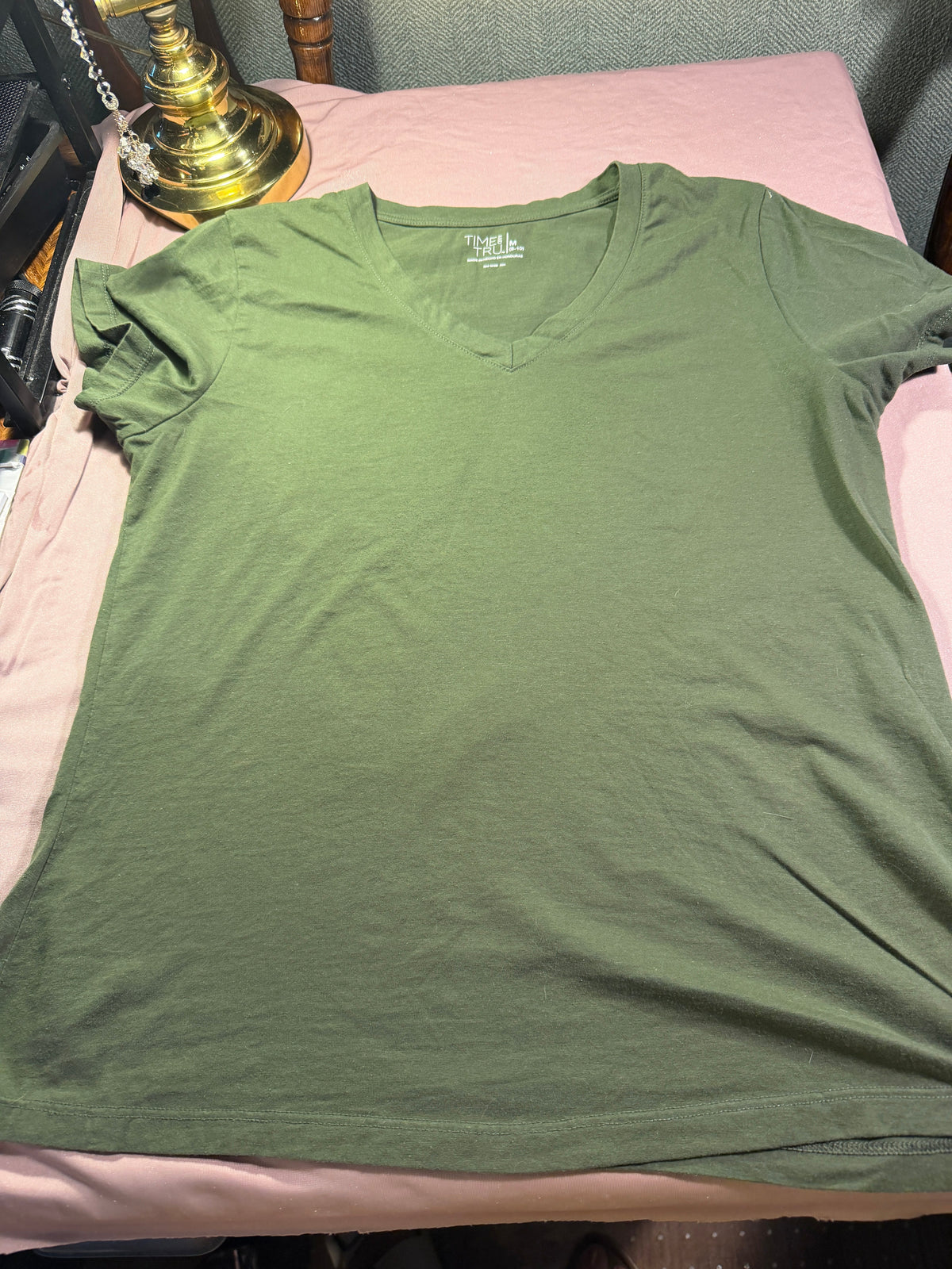 Olive Green V-Neck Tee – Time and Tru