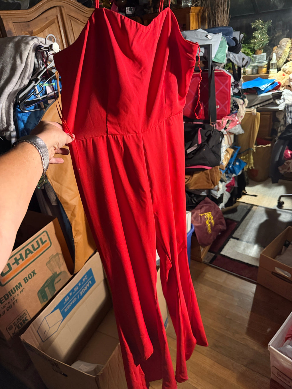 Endless Rose Red Spaghetti Strap Jumpsuit - Size S