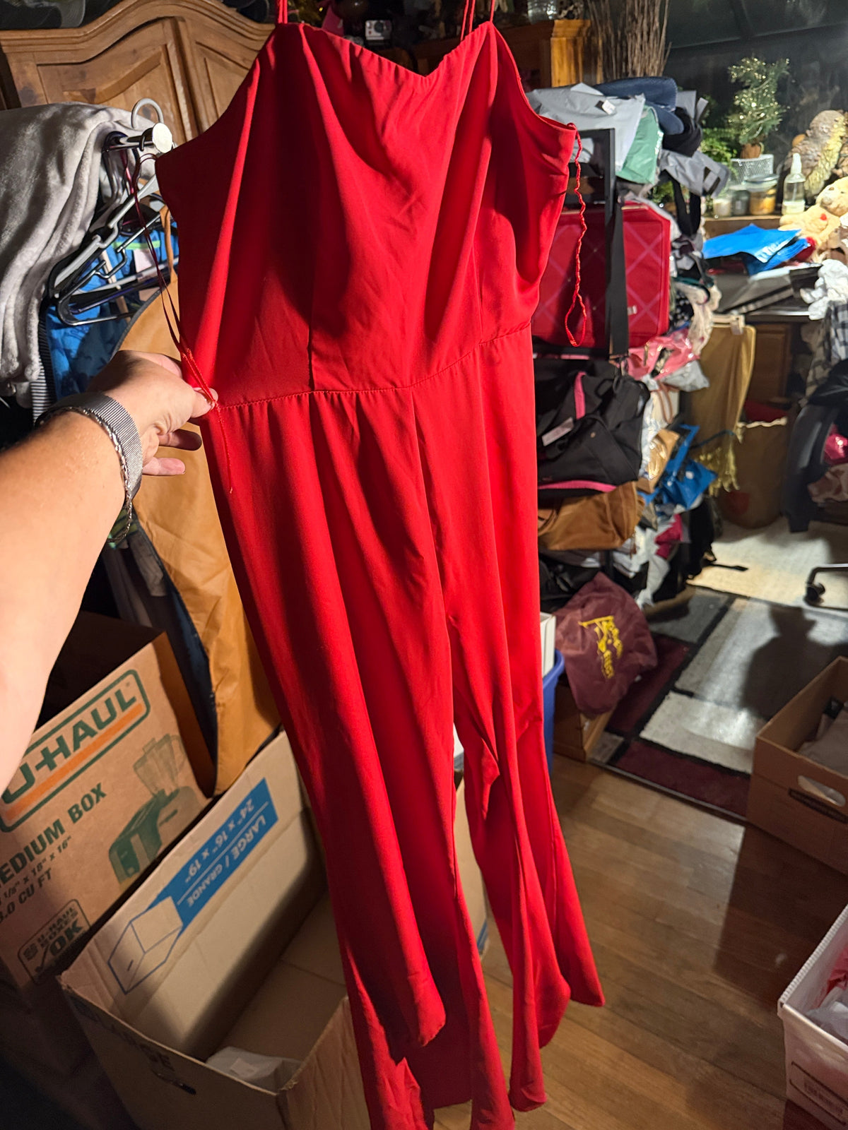 Endless Rose Red Spaghetti Strap Jumpsuit - Size S
