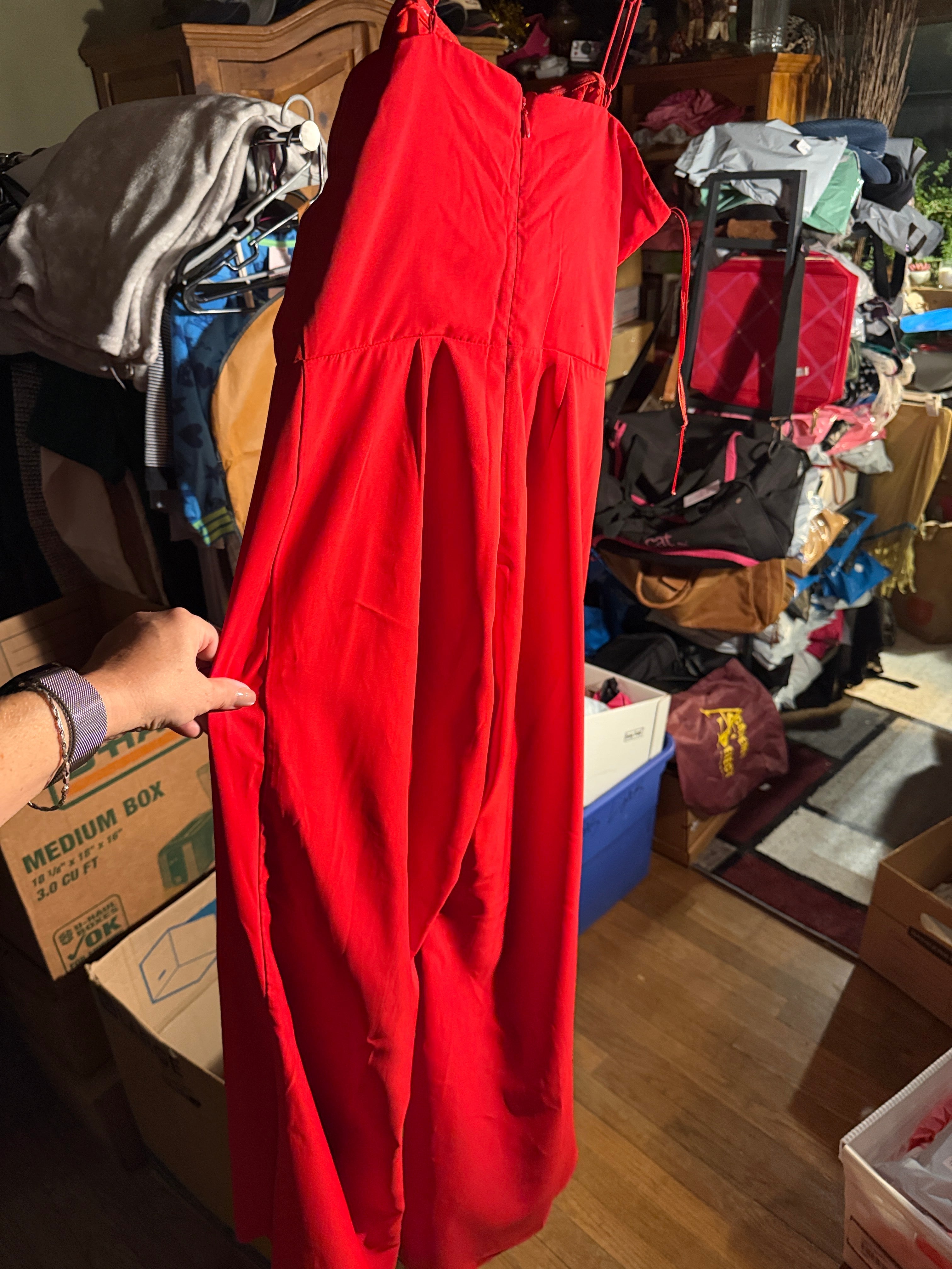 Endless Rose Red Spaghetti Strap Jumpsuit - Size S
