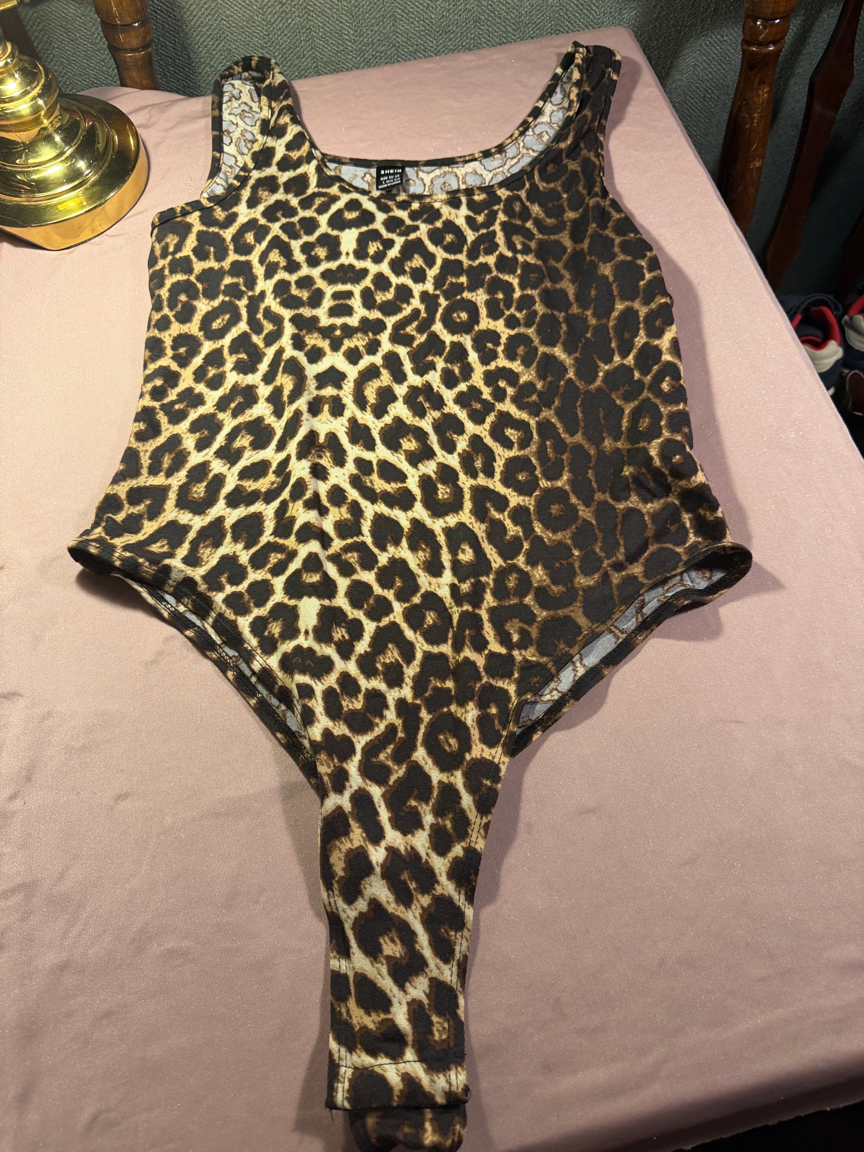 SHEIN Leopard Print Tank Bodysuit – Size L (8/10)