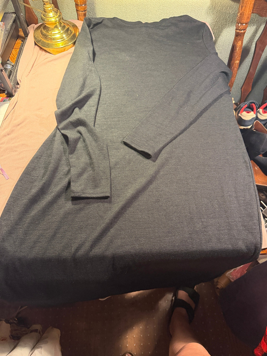 Prologue Long Sleeve T-Shirt Dress – Charcoal Gray