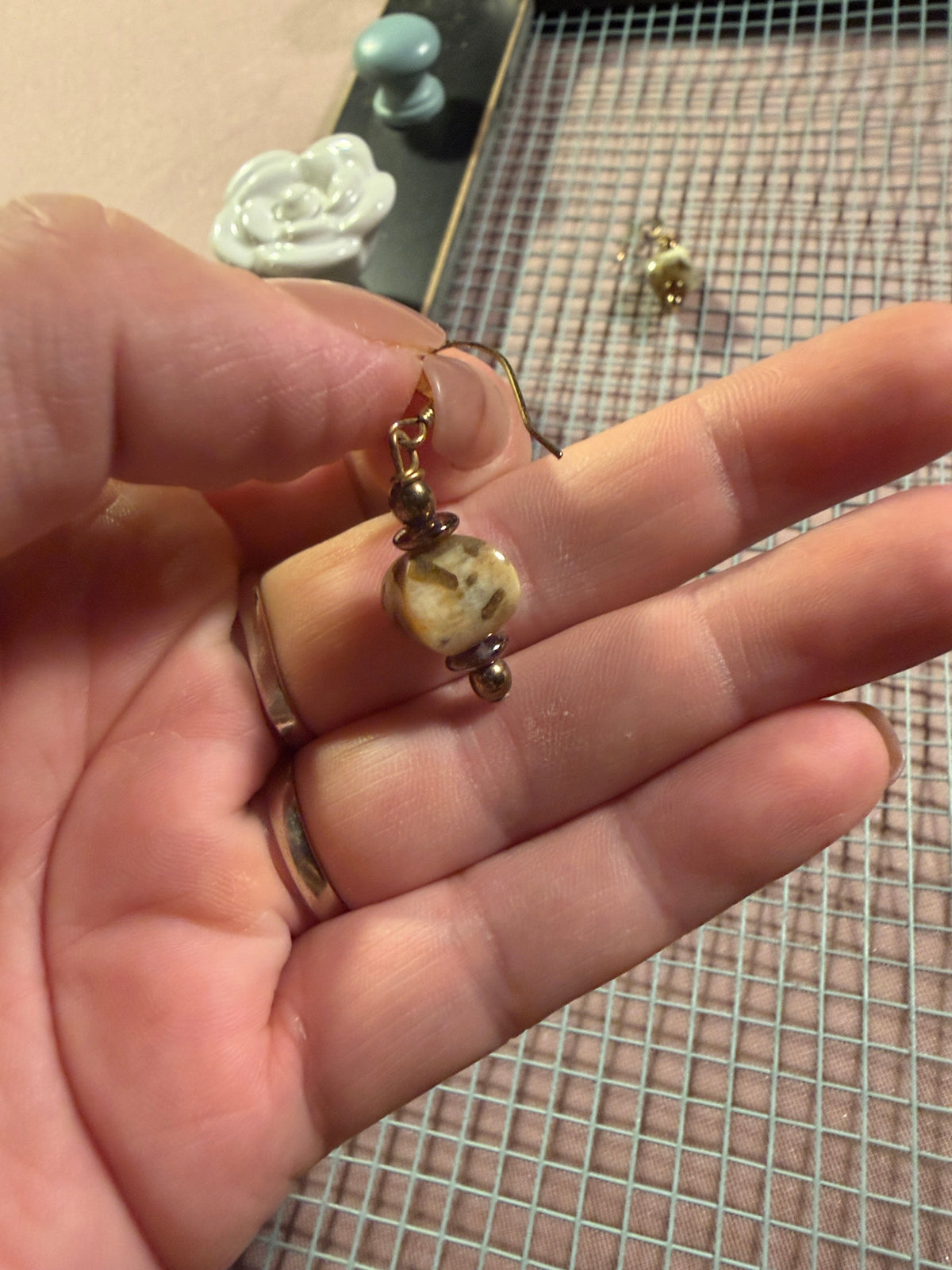 Leopard Jasper & Gold Dangle Earrings