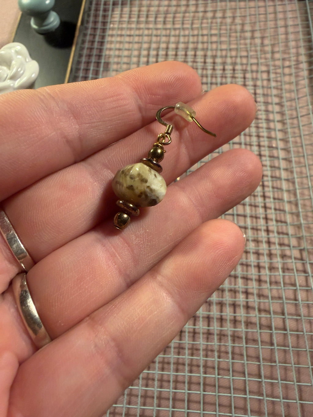 Leopard Jasper & Gold Dangle Earrings