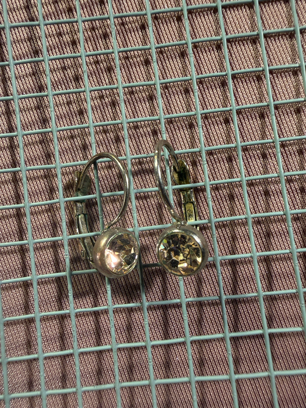 Crystal Bezel Lever-Back Drop Earrings