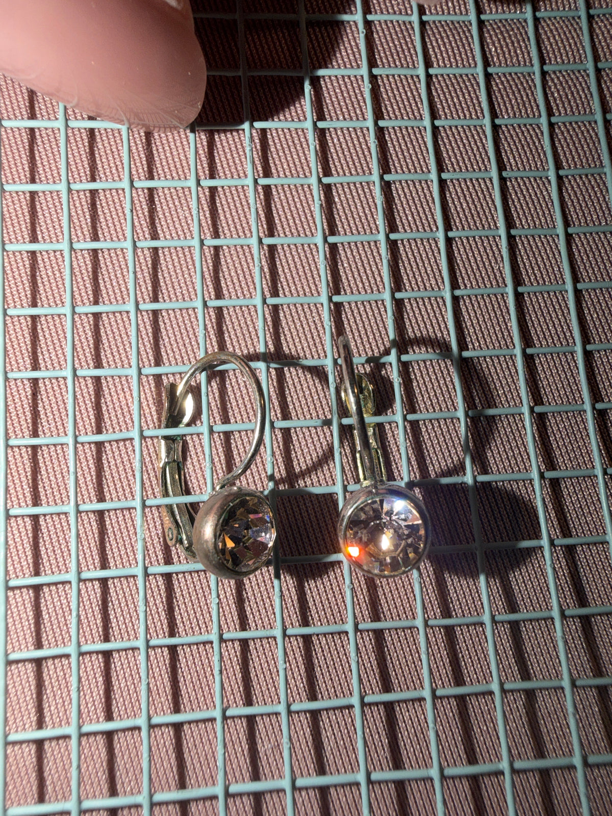 Crystal Bezel Lever-Back Drop Earrings
