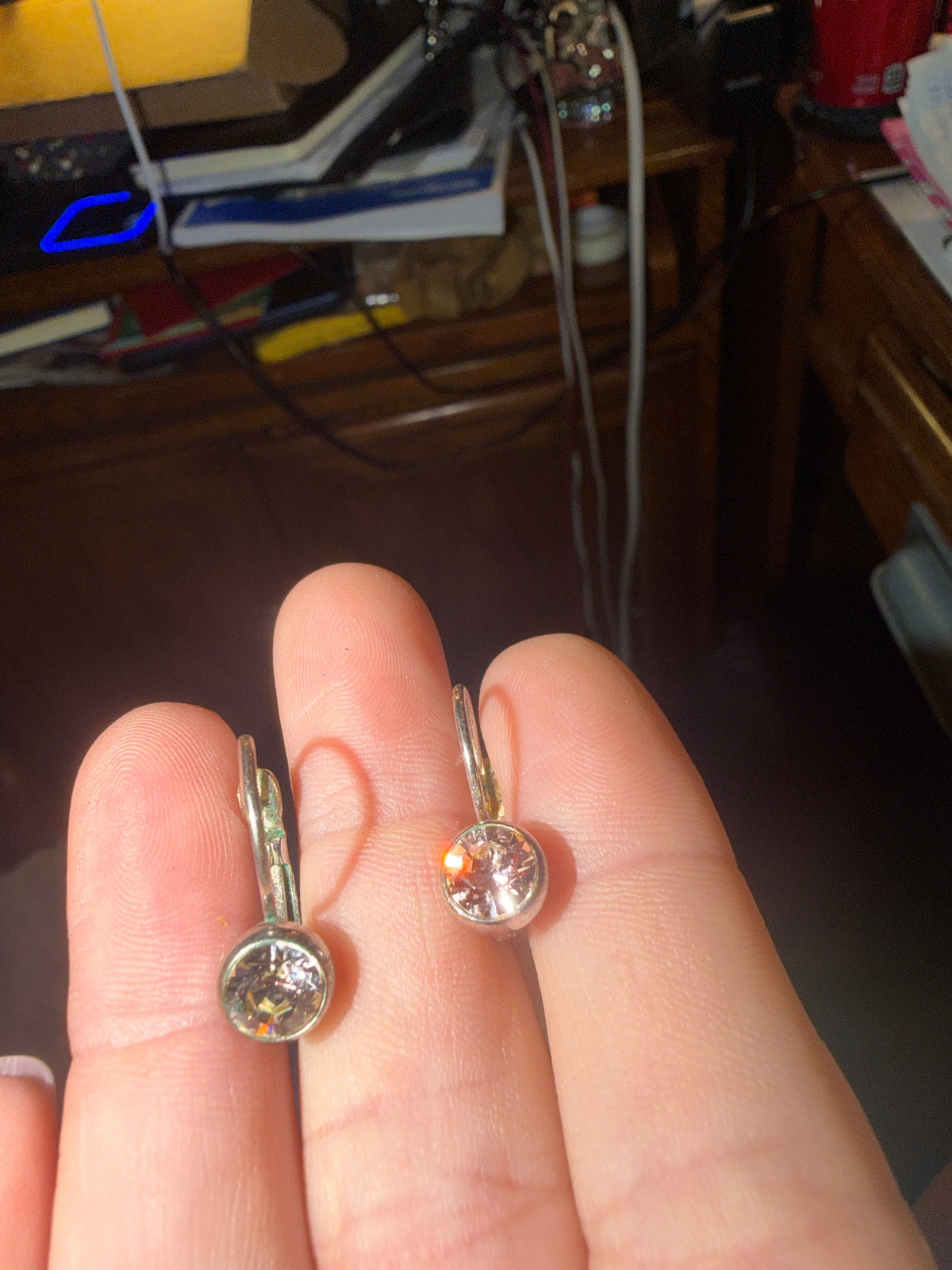 Crystal Bezel Lever-Back Drop Earrings
