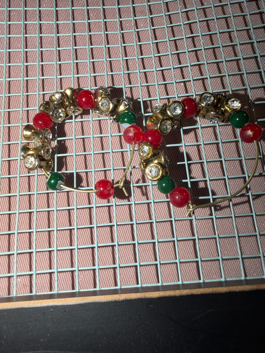 Christmas Wreath Rhinestone Hoop Earrings
