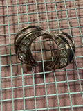 Vintage Silver Rhinestone Crescent Moon Earrings