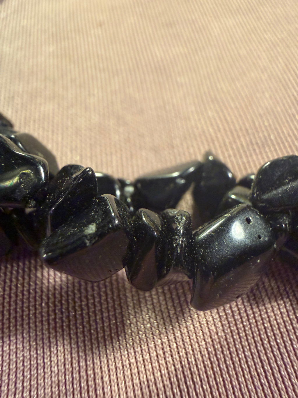 Black Obsidian Chip Stone Double Strand Necklace with Toggle Clasp