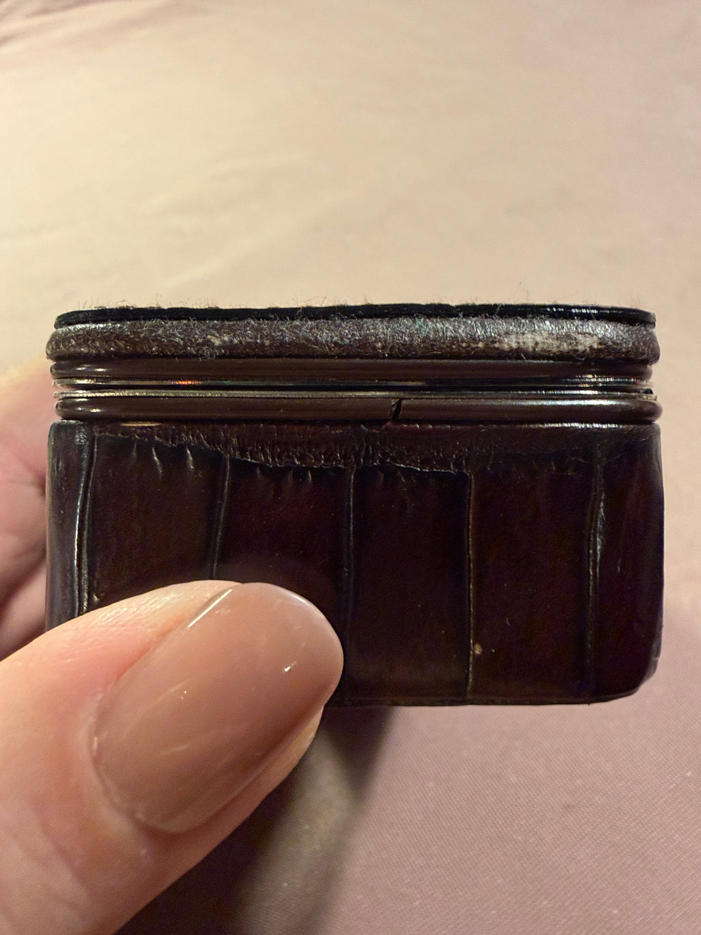 Vintage Crocodile Leather Hinged Box