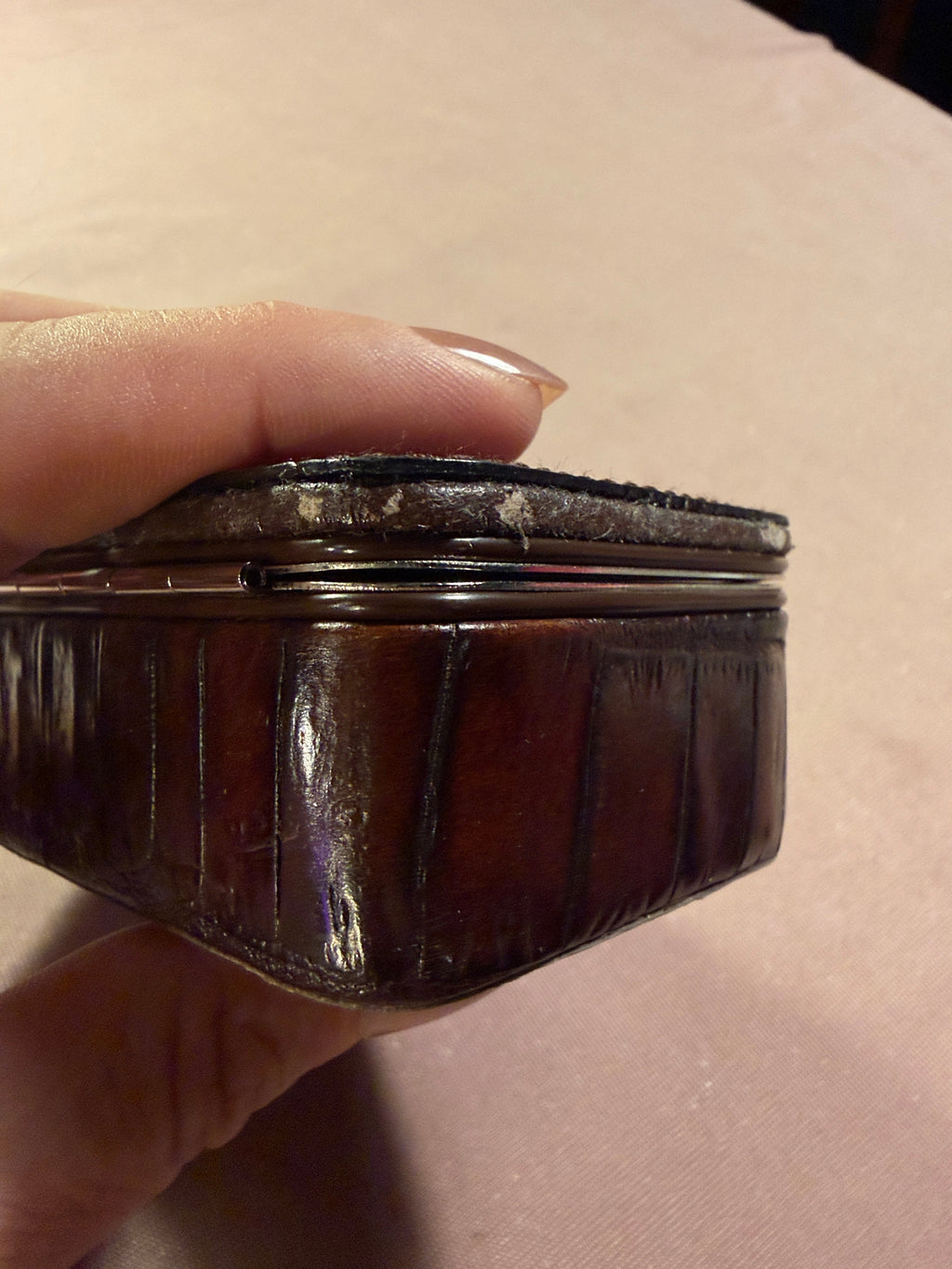 Vintage Crocodile Leather Hinged Box