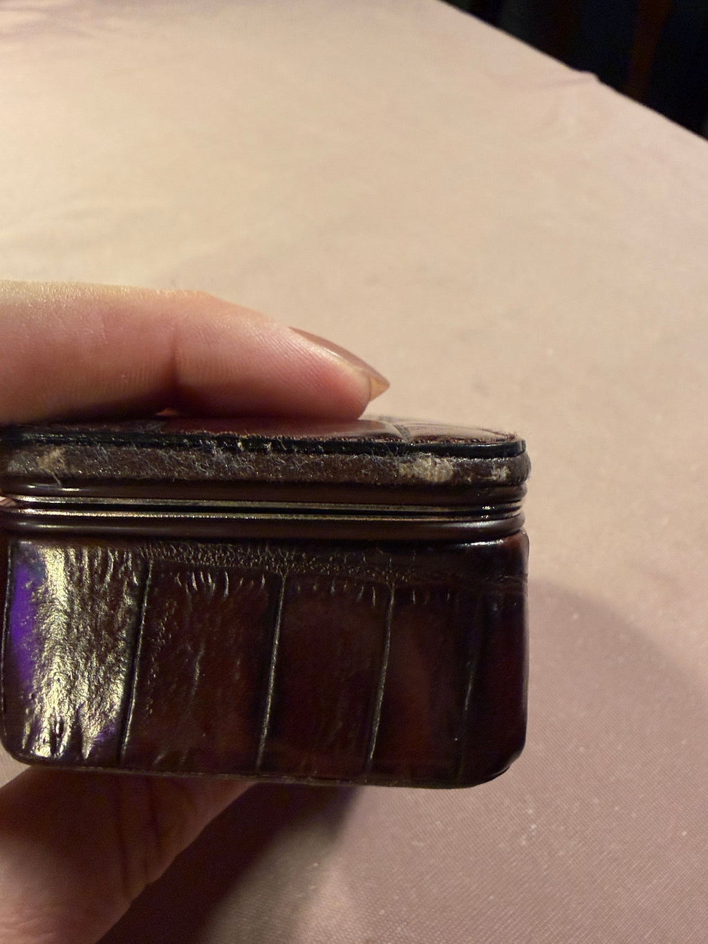 Vintage Crocodile Leather Hinged Box