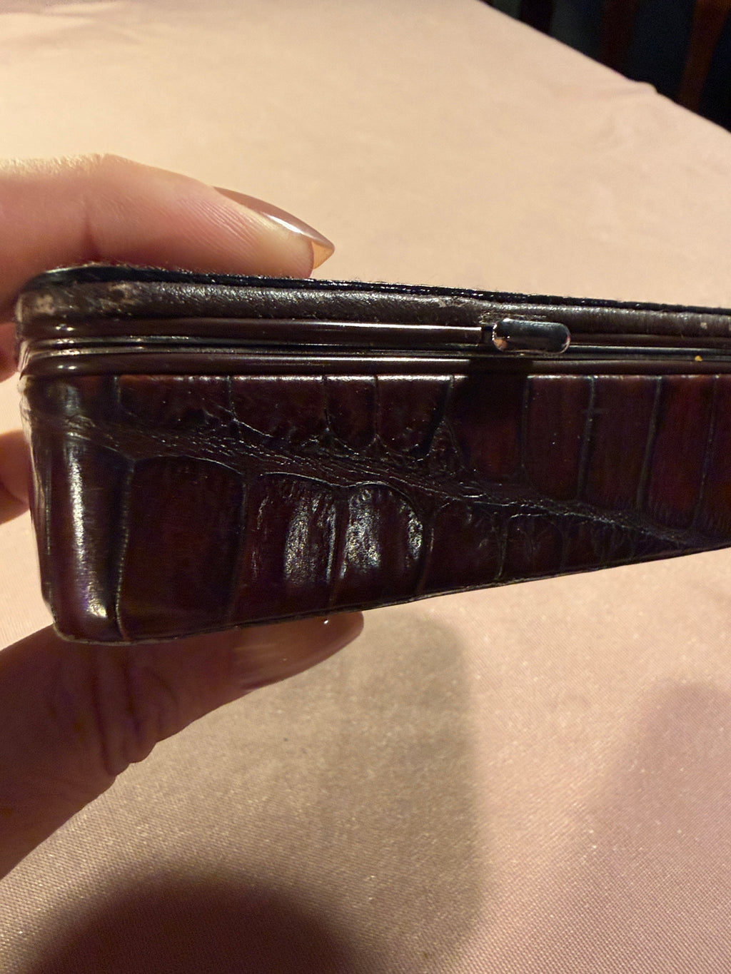Vintage Crocodile Leather Hinged Box