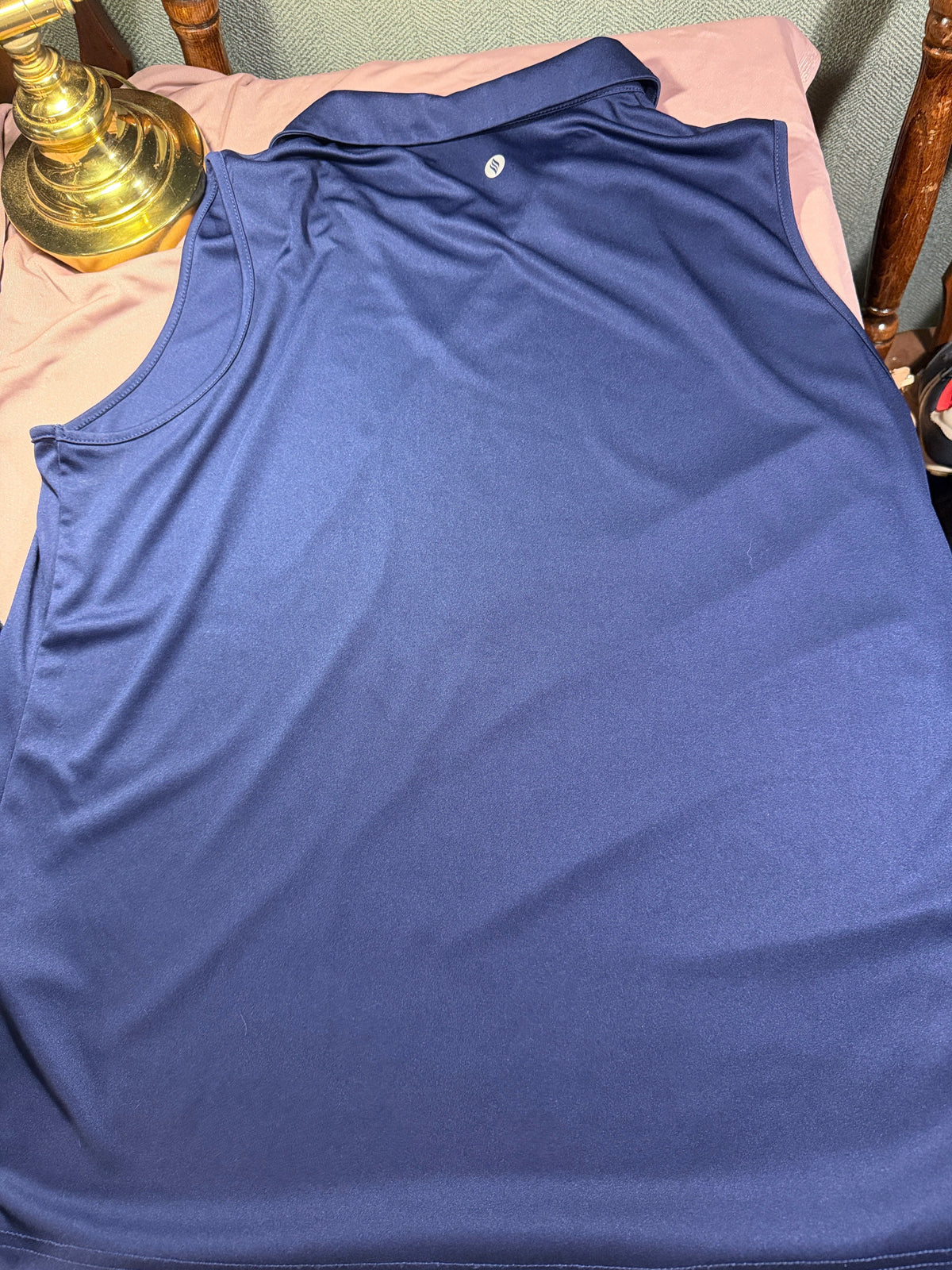 Navy Blue Sleeveless Polo Top – XXL