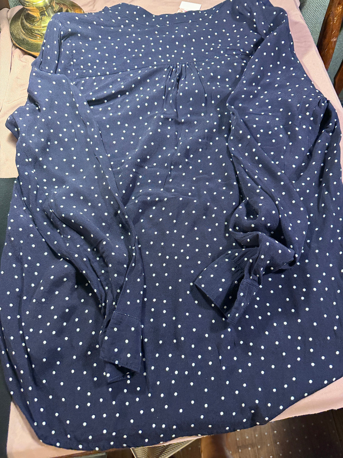 GAP Navy Blue Polka Dot Blouse – Size Medium