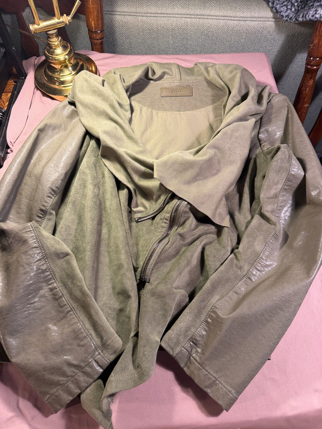 BLANKNYC Olive Green Vegan Leather Jacket – Size L
