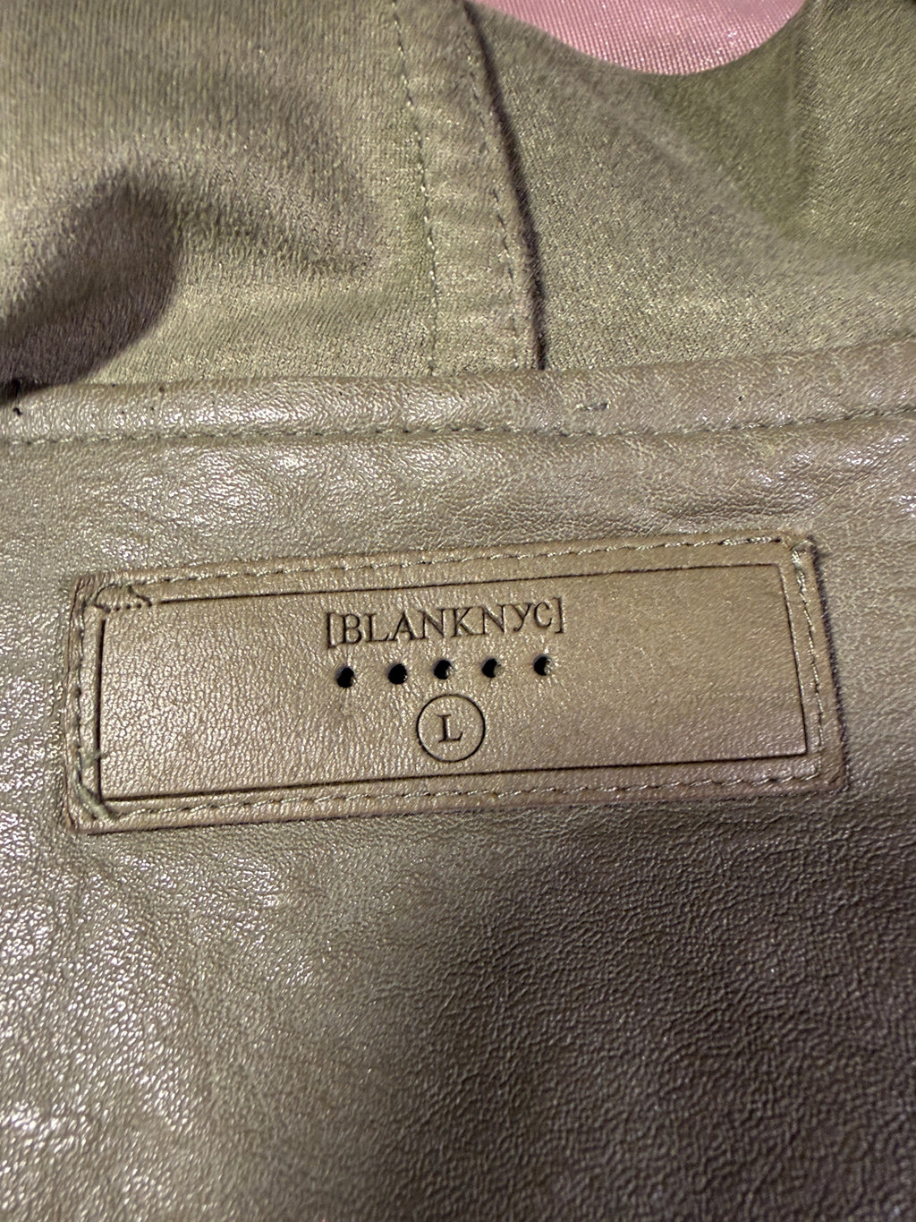 BLANKNYC Olive Green Vegan Leather Jacket – Size L