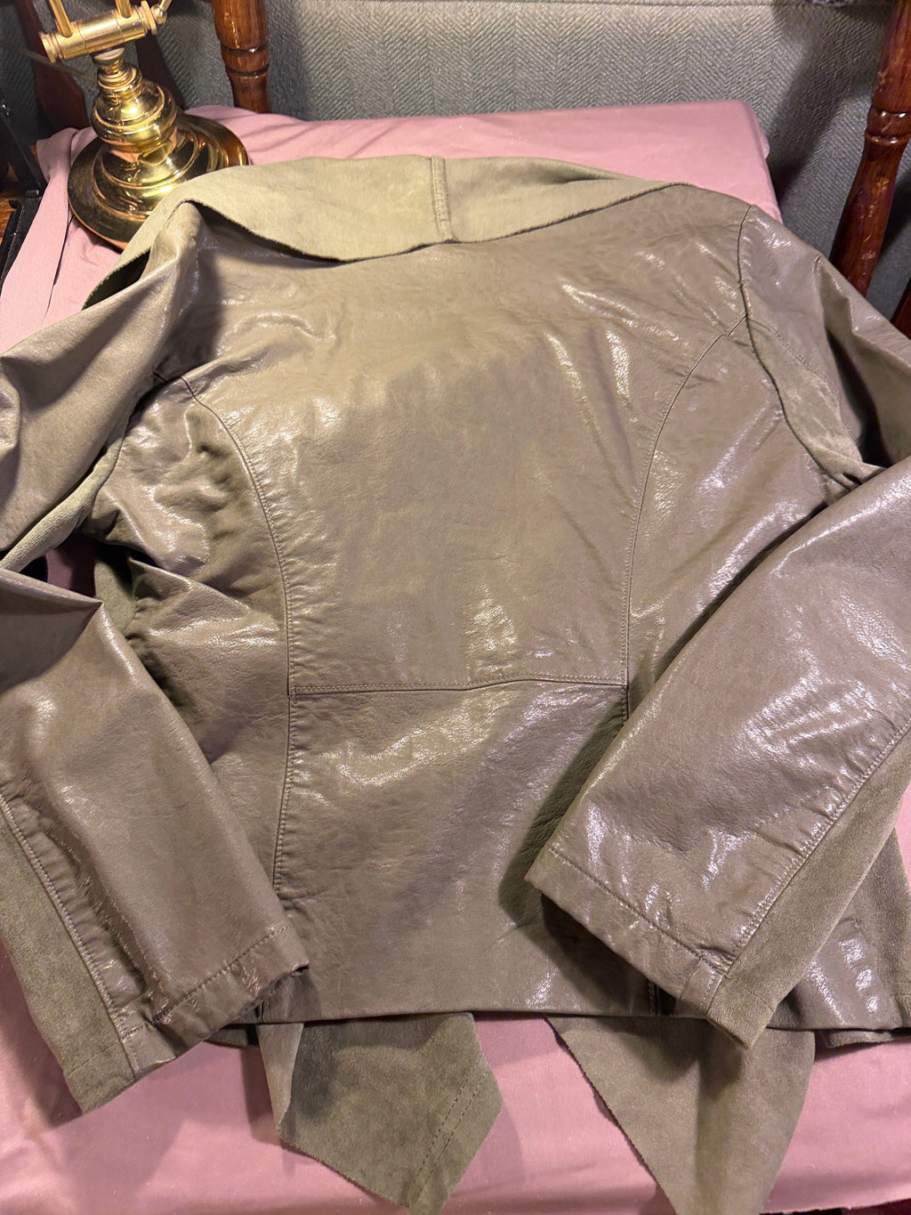 BLANKNYC Olive Green Vegan Leather Jacket – Size L