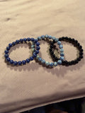 Blue Stone & Black Onyx Beaded Bracelet Set