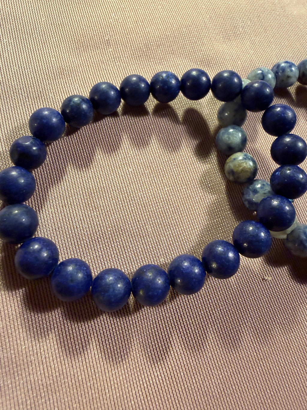Blue Stone & Black Onyx Beaded Bracelet Set