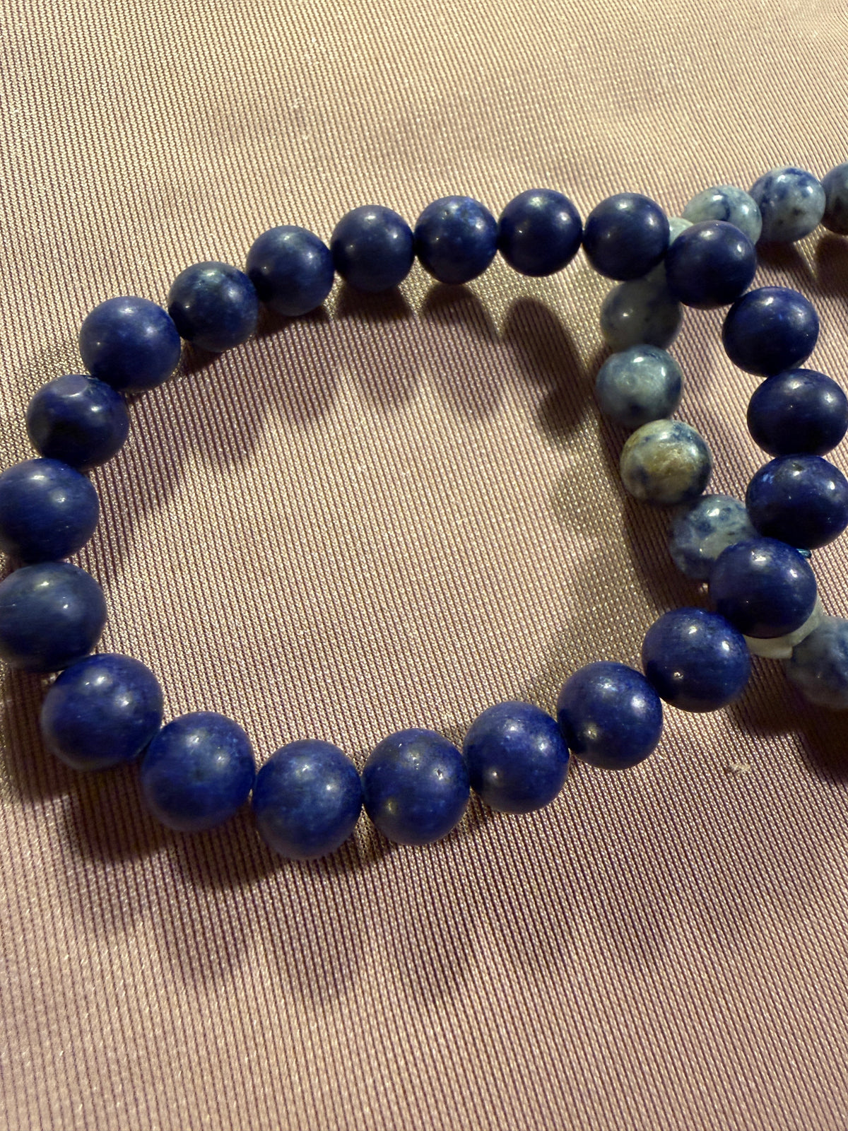 Blue Stone & Black Onyx Beaded Bracelet Set