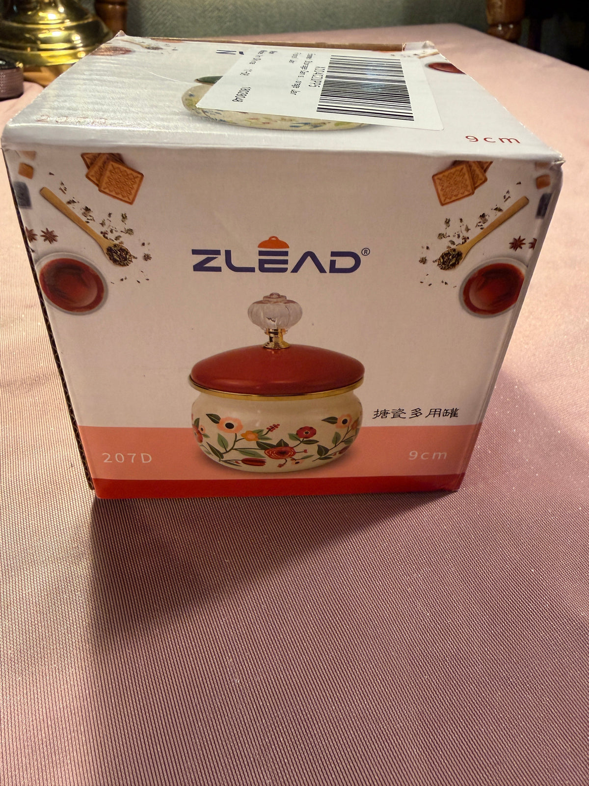 ZLEAD Floral Ceramic Sugar Bowl with Gold Rim