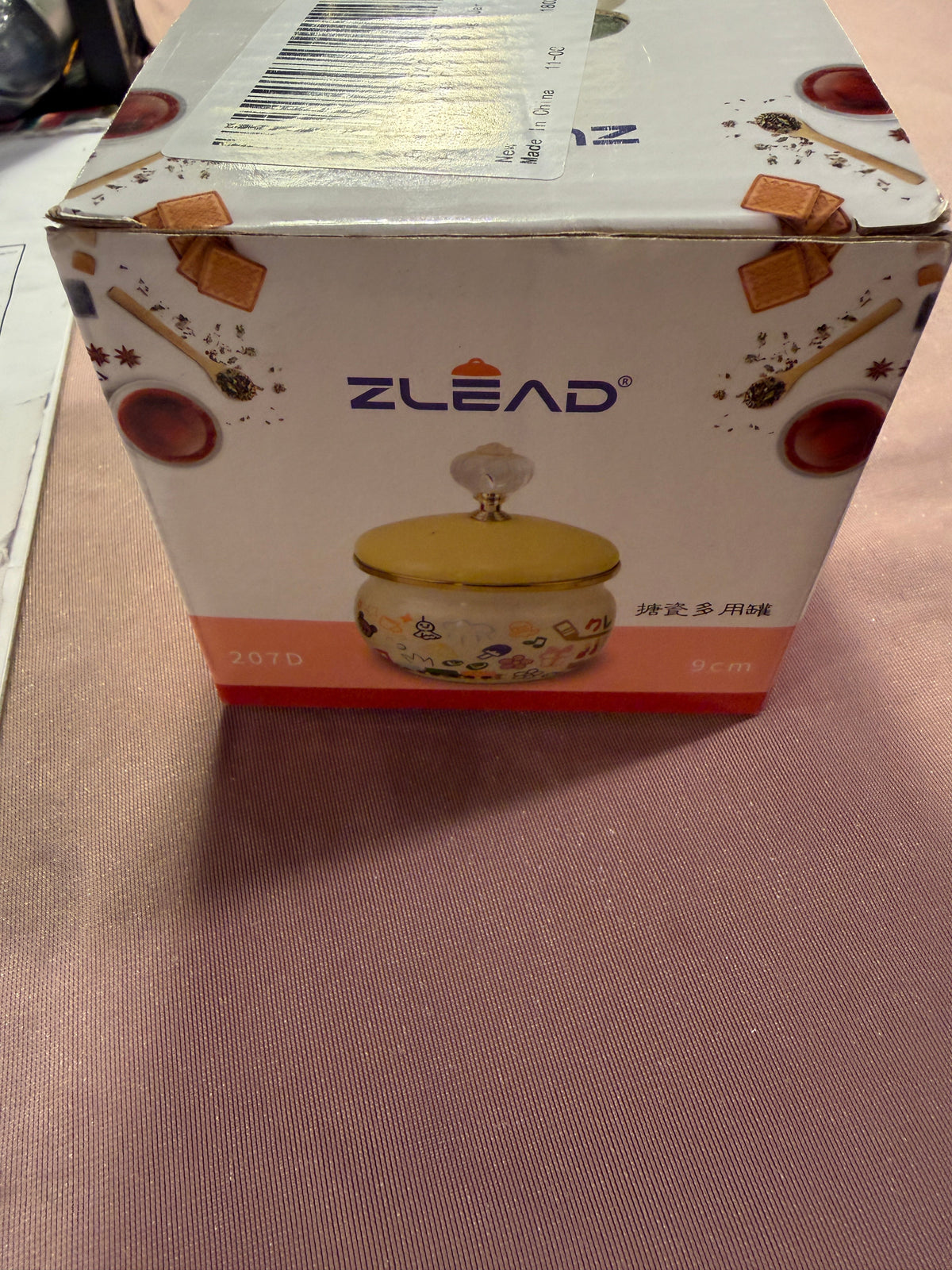 ZLEAD Floral Ceramic Sugar Bowl with Gold Rim