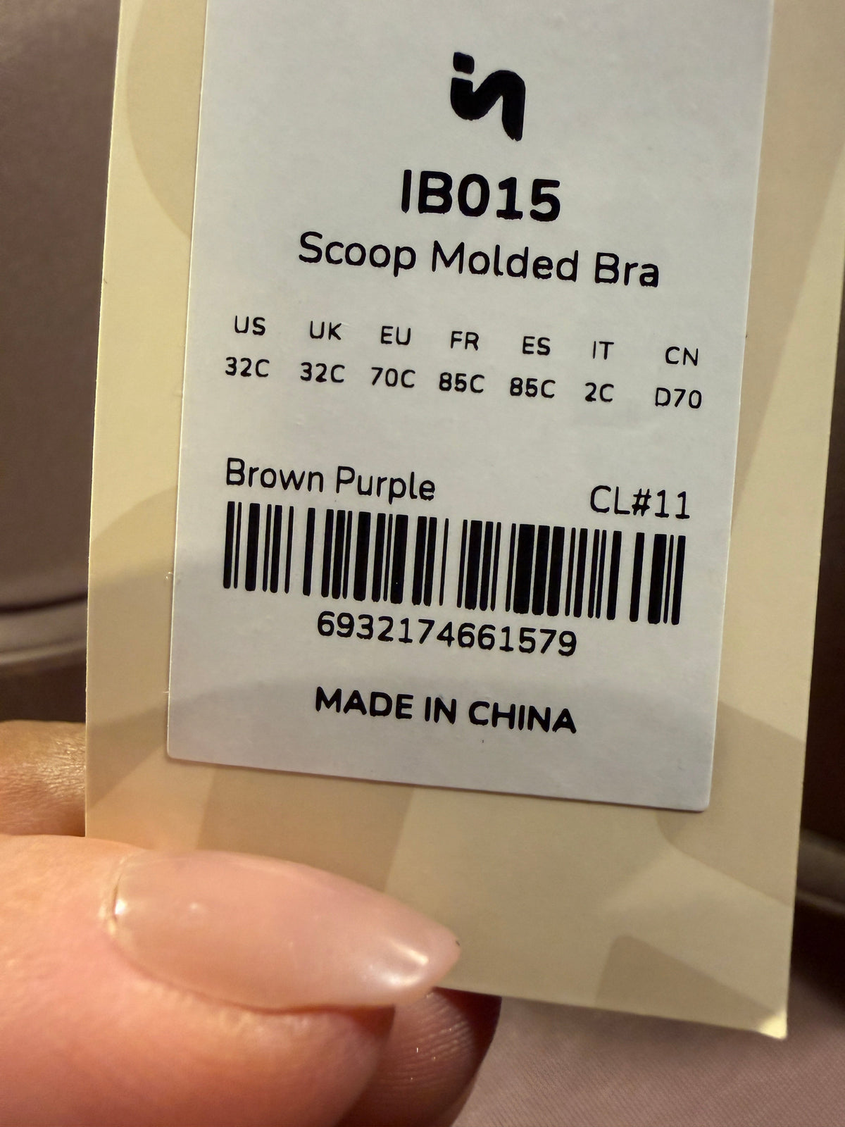 IB015 Scoop Molded Bra – Brown Purple 32C | New with Tags