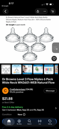 Dr. Brown's Natural Flow Y-Cut Silicone Nipple Wide-Neck 6-Pack (WNY601-WEB) – Sealed