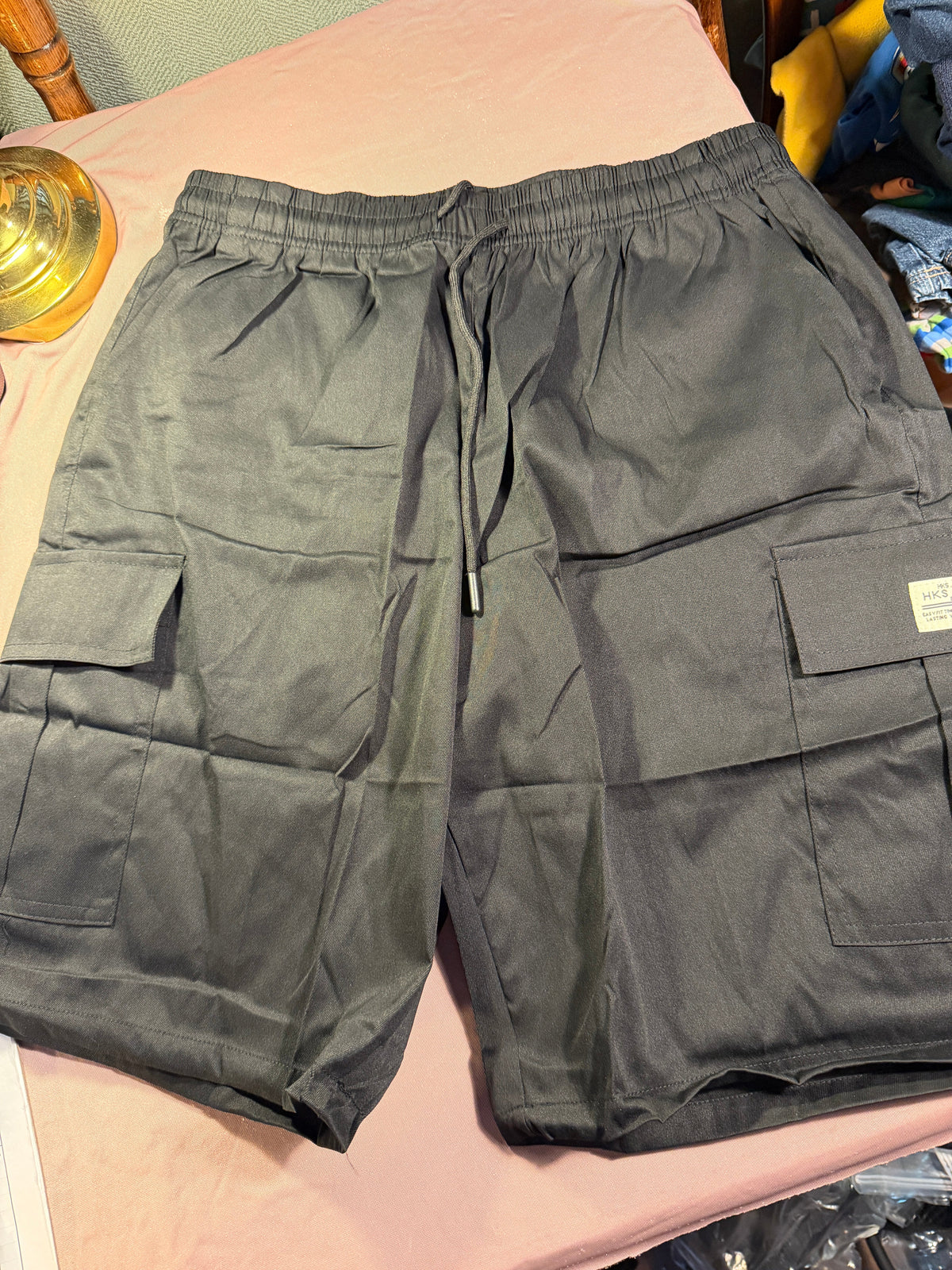 HKS by Boris Men’s Cargo Shorts – Charcoal Gray, Size XL