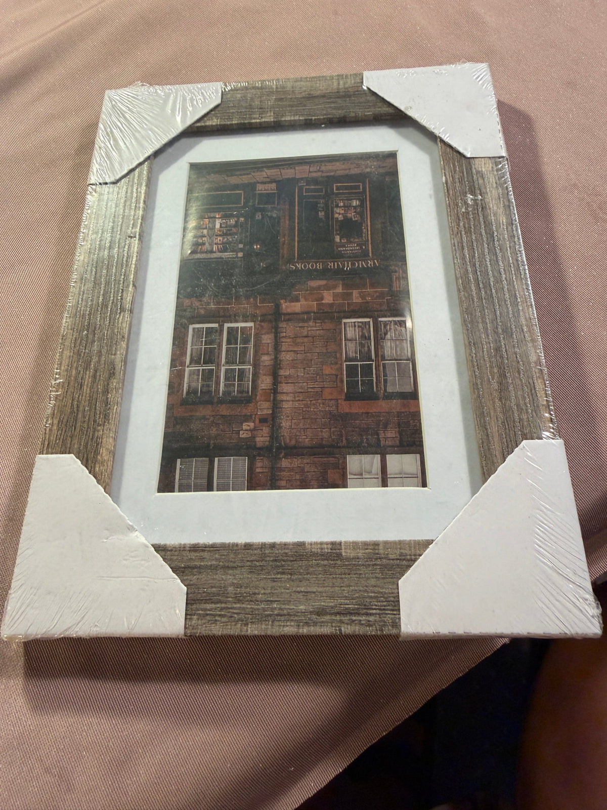 Armchair Books Framed Wall Art – Rustic Barnwood Frame with White Mat