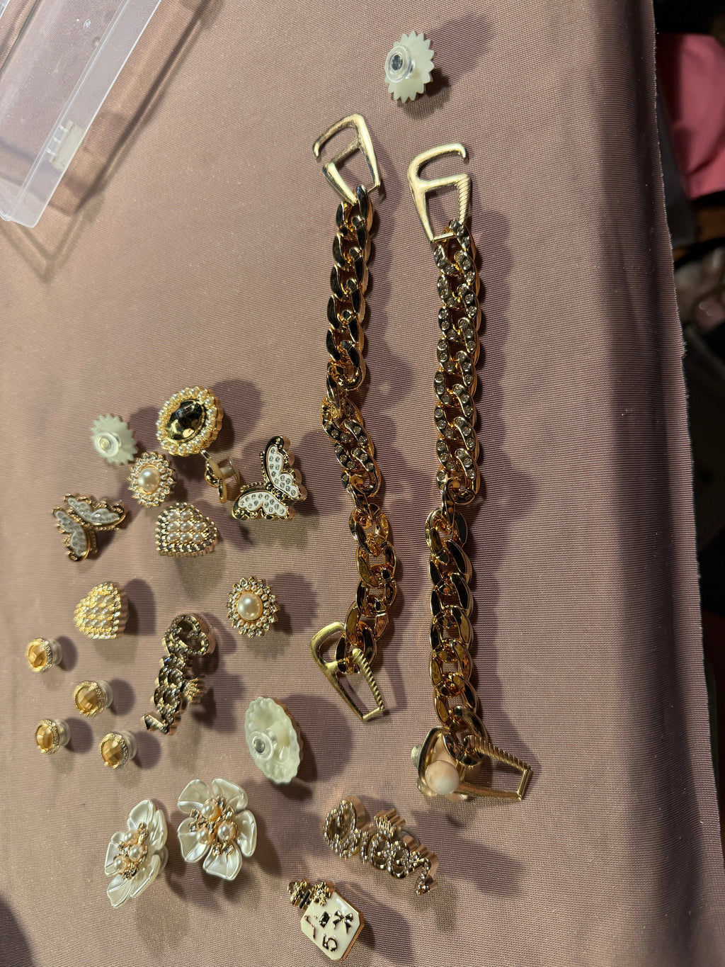 Gold-Tone Costume Jewelry Lot – Earrings, Brooches, Chain Straps & More perfect for ages 6 & up to play with