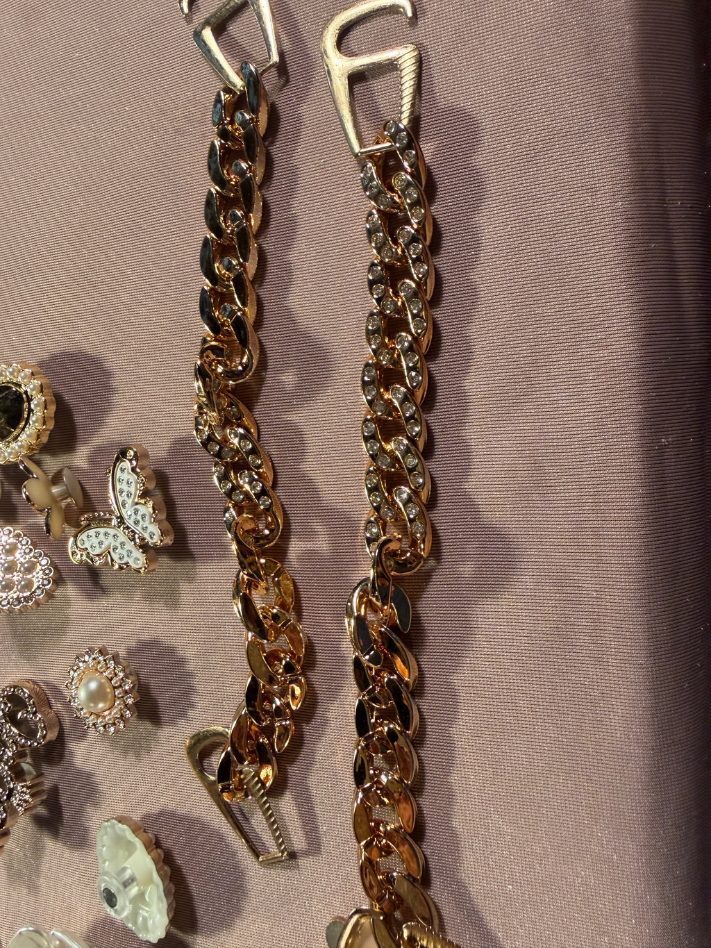 Gold-Tone Costume Jewelry Lot – Earrings, Brooches, Chain Straps & More perfect for ages 6 & up to play with