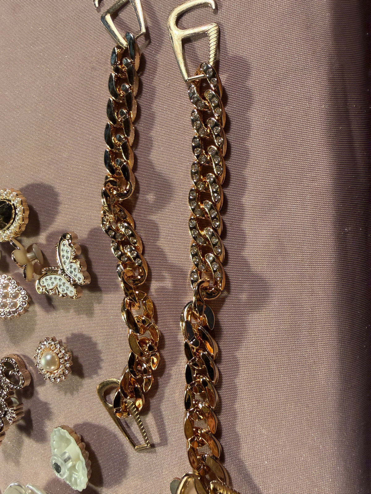 Gold-Tone Costume Jewelry Lot – Earrings, Brooches, Chain Straps & More perfect for ages 6 & up to play with